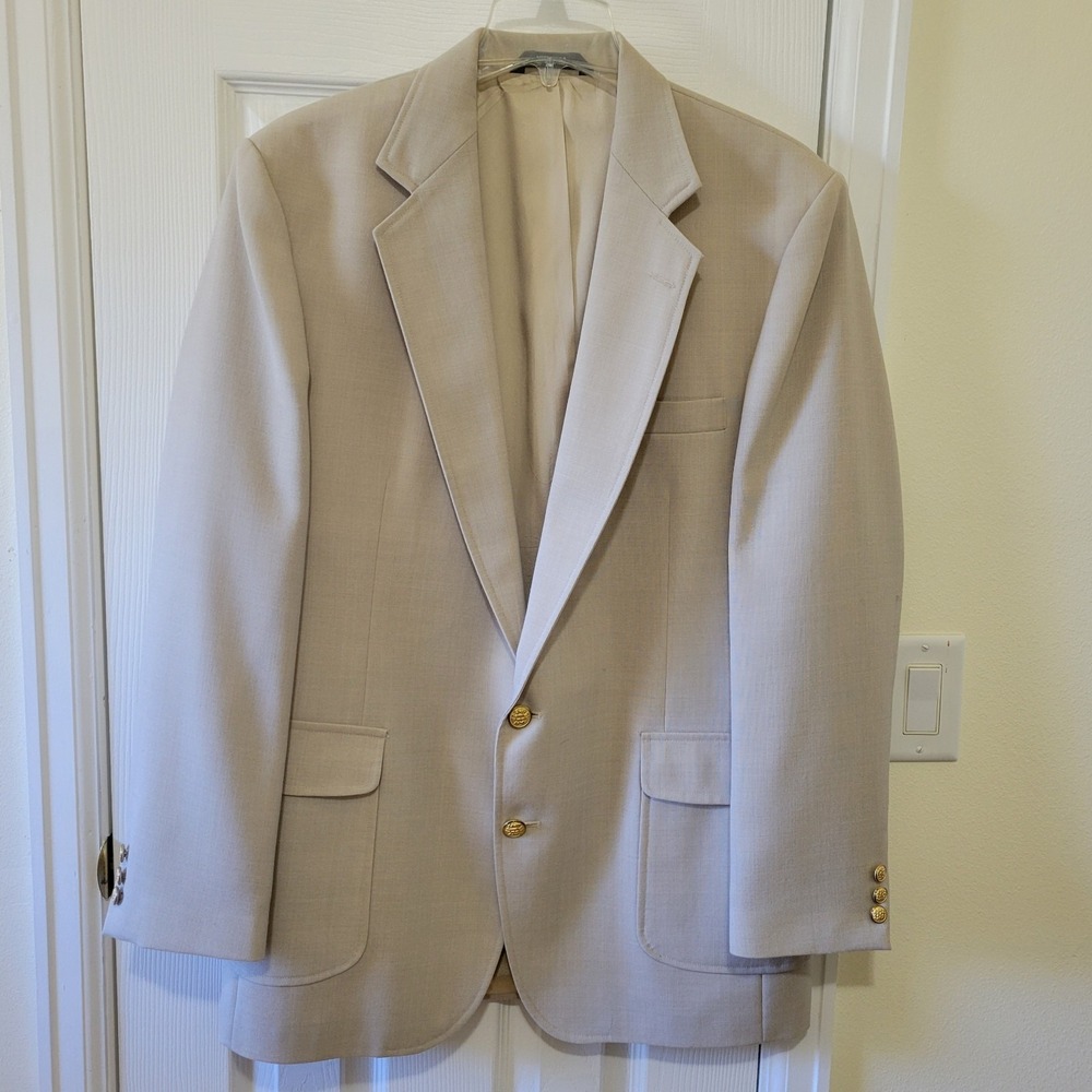 Vintage Haggar Imperial Sport Coat Jacket Blazer Size‎ 42L Tan 2 Button AS IS